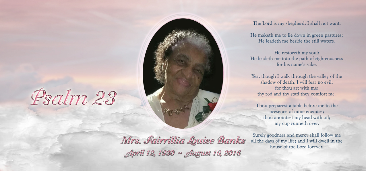 Psalm 23 Pink (Mrs Fairrillia Louise Banks) PROOF